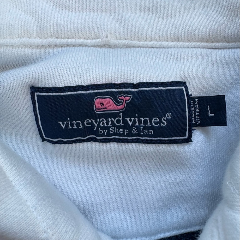 Vineyard Vines Rugby  LS Polo Shirt Mens Large Blue White Striped Collared Rib - Picture 3 of 10